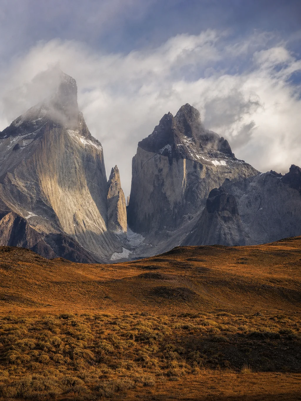 Cinematic landscape photography of Patagonia peaks for editorial use